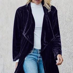 PURPLE Velvet Long Sleeve Coat Blazer L Size